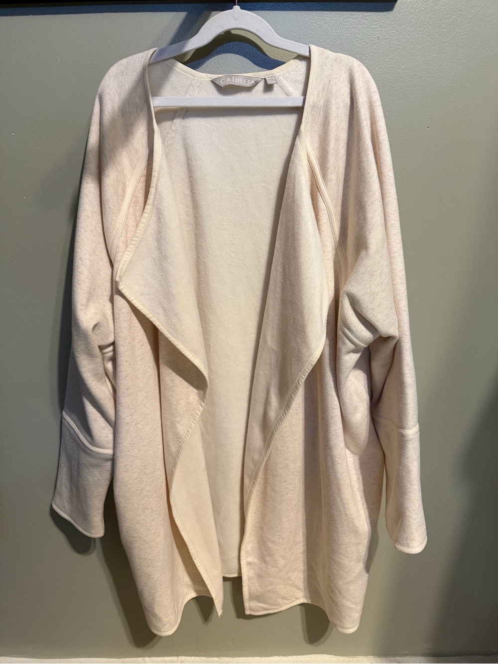 Athleta Open-Front Cream Waterfall Cardigan